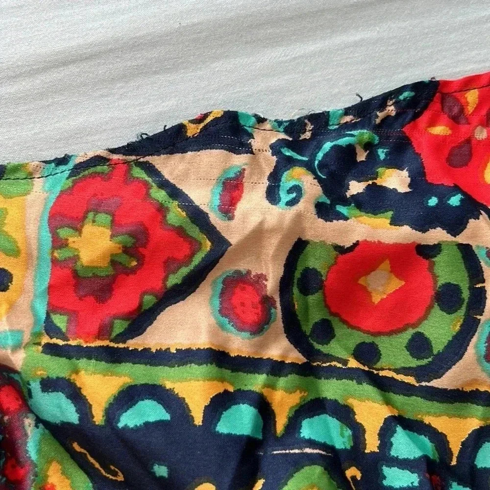 Eva Franco Vibrant Short Sleeve Silk Dress | size 6 - Picture 9 of 9